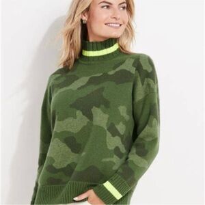 Vineyard Vines Camo Green Merino Wool Cashmere Blend Mockneck Sweater xs